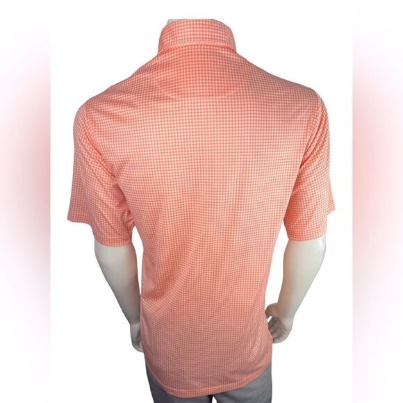 Donald Ross Orange Check Short Sleeved Polo Golf Shirt Like New Sz. M (runs big) - Picture 2 of 4